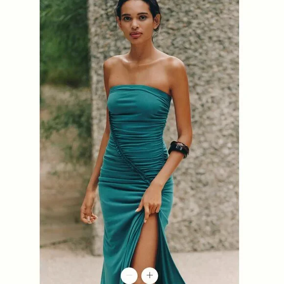 Anthropologie The Gabbie Strapless Ruched Tube Dress by Celandine Size Medium - Picture 1 of 10